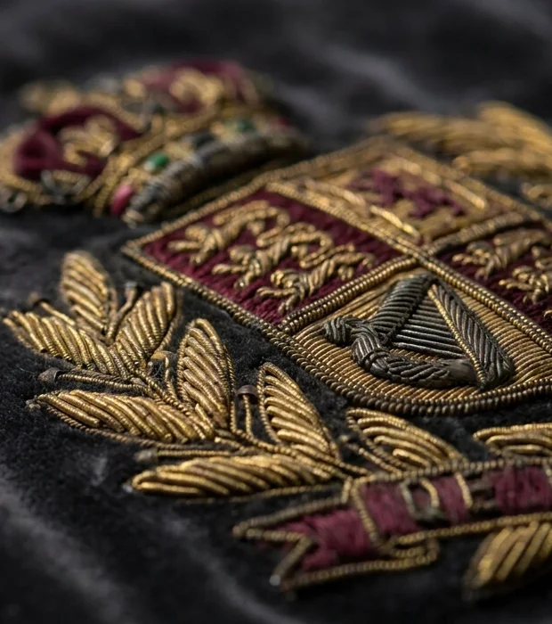 Detailed embroidered blazer badge